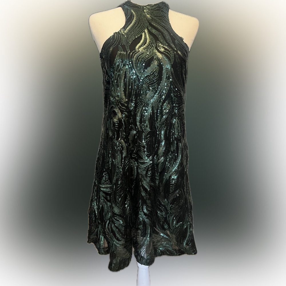 City Studios Black and Green Mini Dress